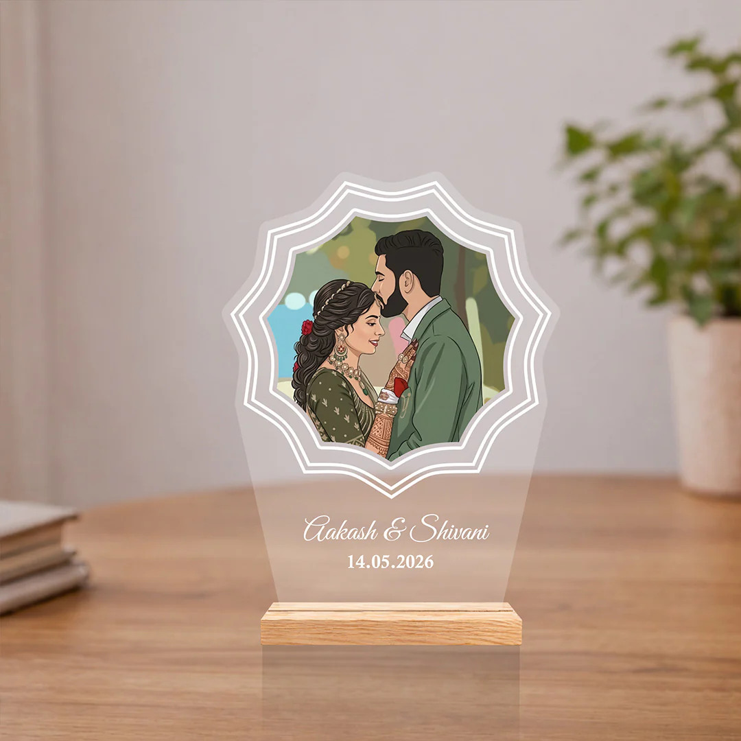 Personalized Acrylic Couple Cartoon Plaque | Romantic Anniversary Gift for Husband, Wife & Couples - 8x6" - Image 4
