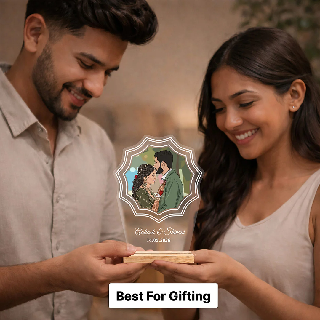 Personalized Acrylic Couple Cartoon Plaque | Romantic Anniversary Gift for Husband, Wife & Couples - 8x6" - Image 5