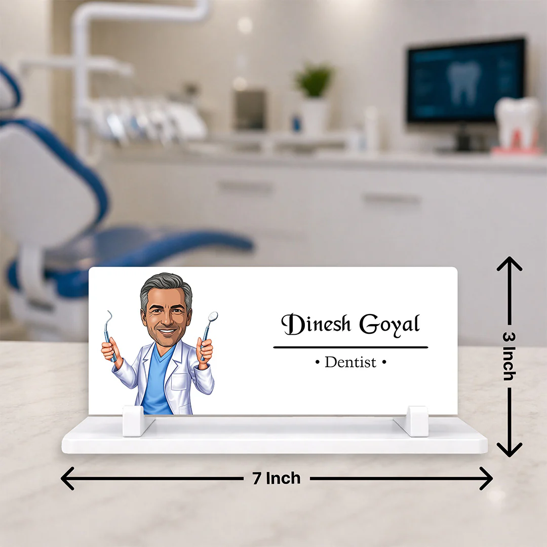 Personalized Acrylic Dentist Desk Name Plate | Custom Dental Clinic Table Name Sign Gift for Dentists & Professionals - 7x3" - Image 3