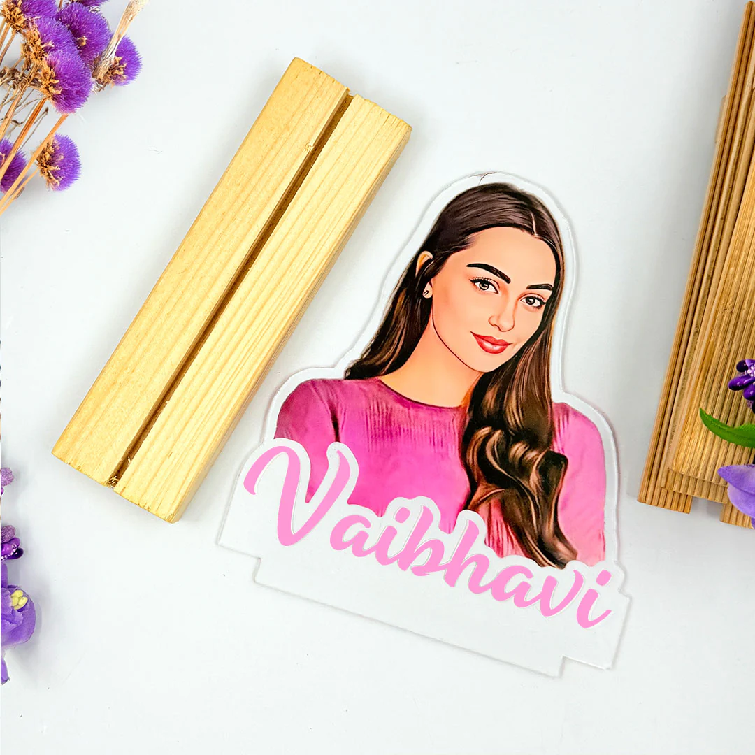 Acrylic Cutout Table Stand - Custom Text & Illustrated Photo - Image 5