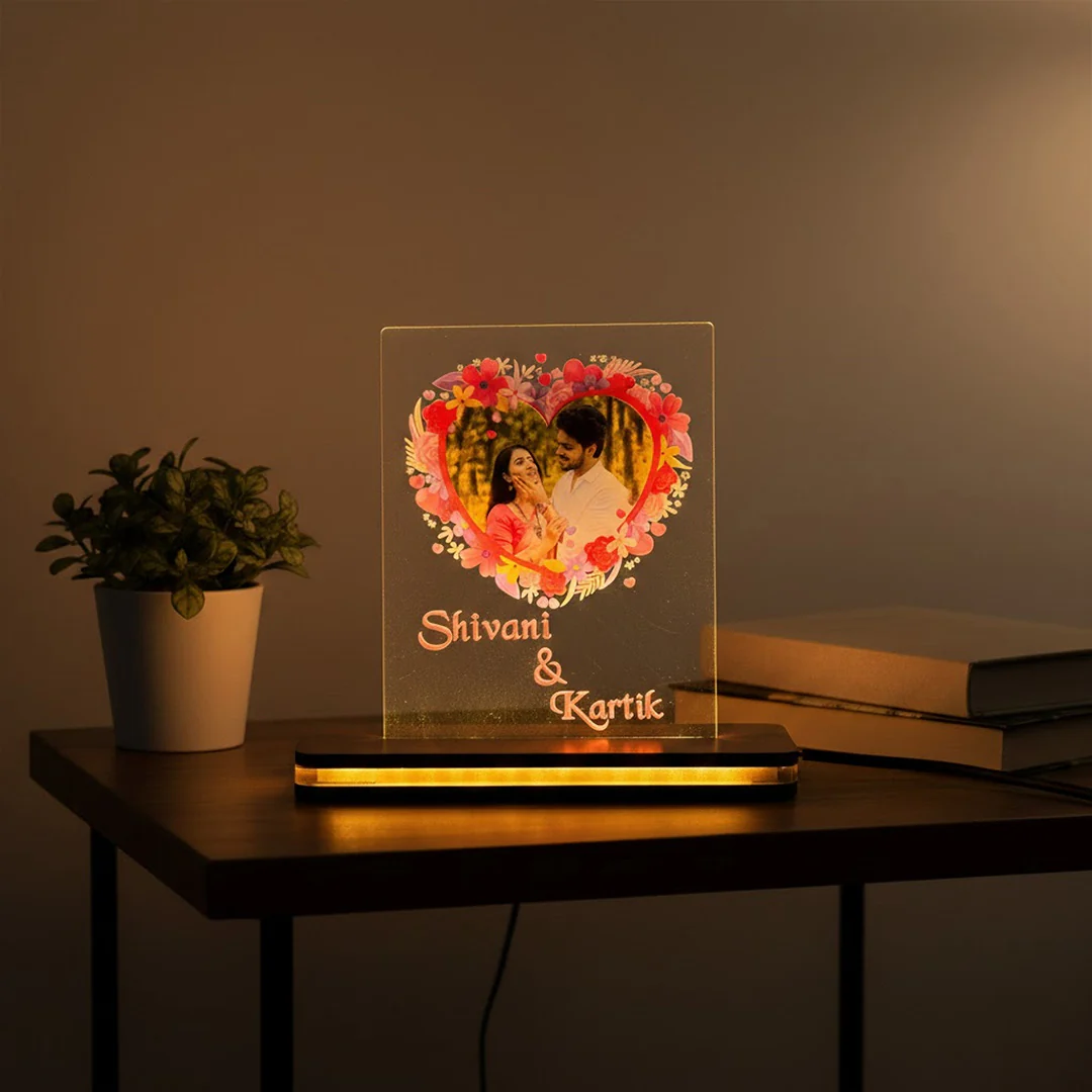 Personalized Acrylic Photo LED Lamp – Warm White (4×5”)