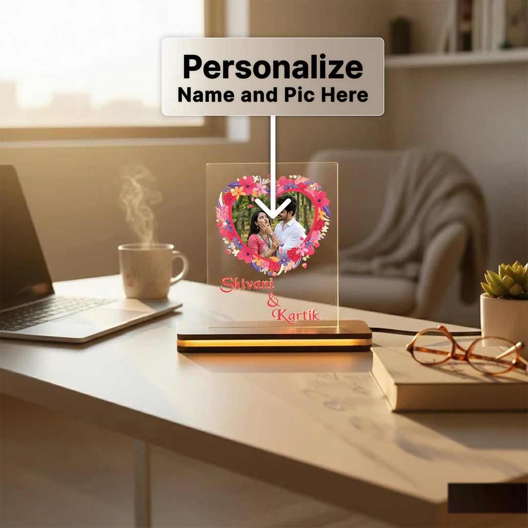 Personalized Acrylic Photo LED Lamp – Warm White (4×5”) - Image 2