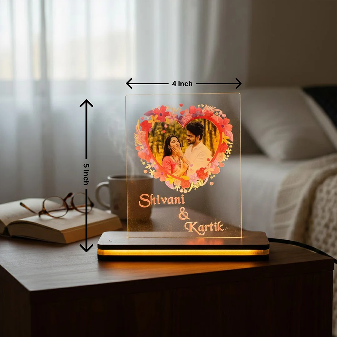 Personalized Acrylic Photo LED Lamp – Warm White (4×5”) - Image 3