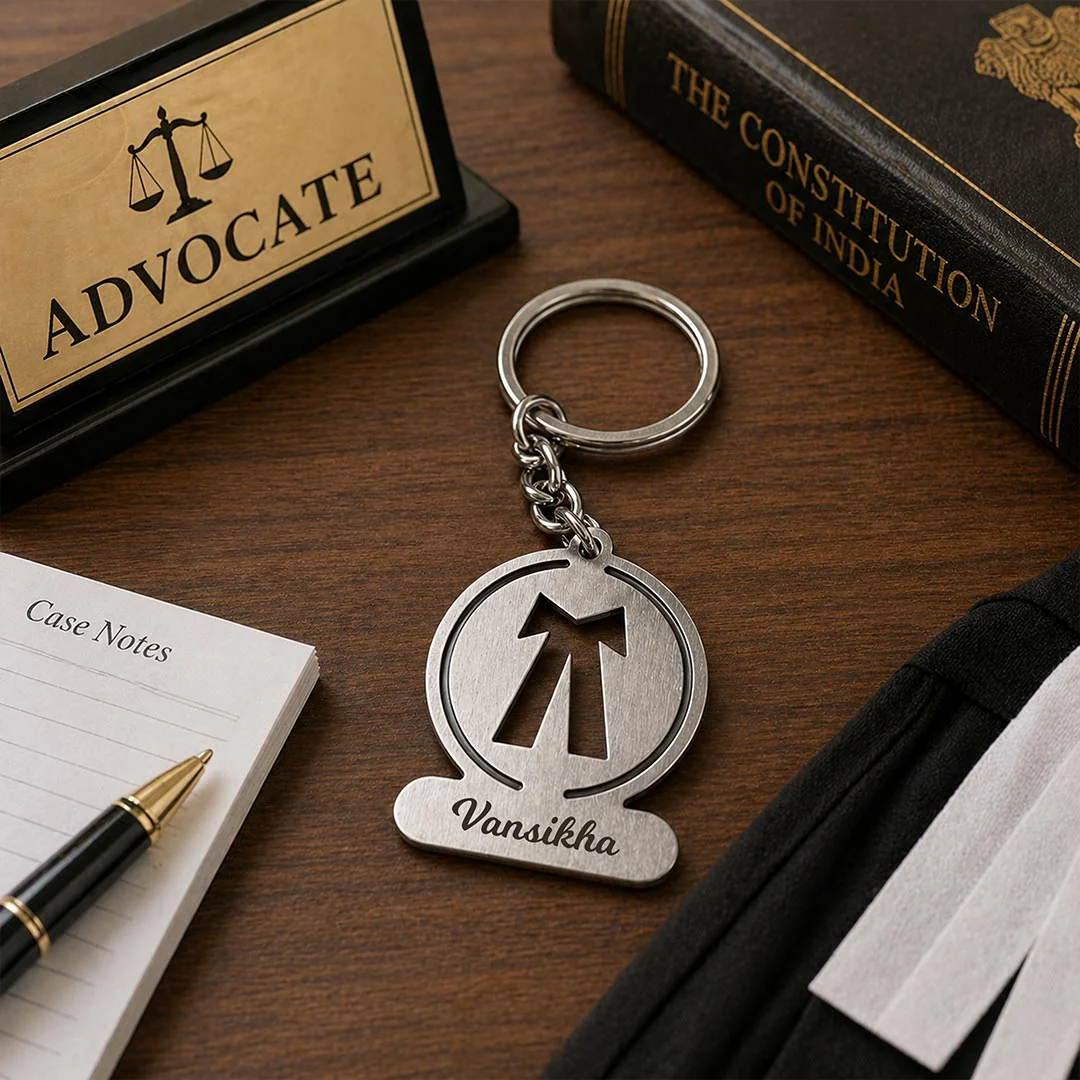 Personalized Advocate Lawyer Metal Keychain | Premium Legal Professional Keyring Gift