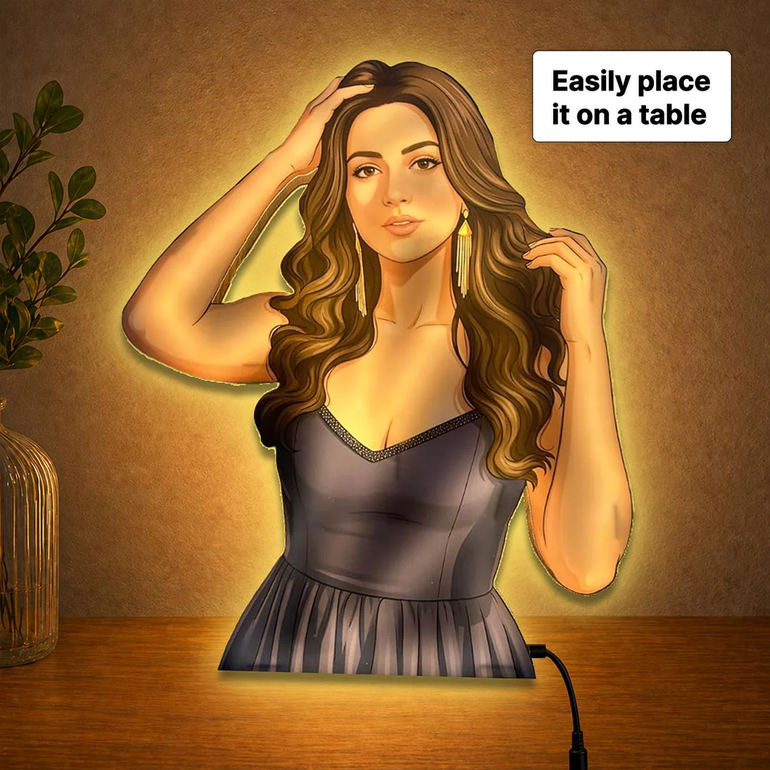 Personalized AI Cartoon Wooden 3D LED Photo Cutout Gift for Her (20x24") - Image 4