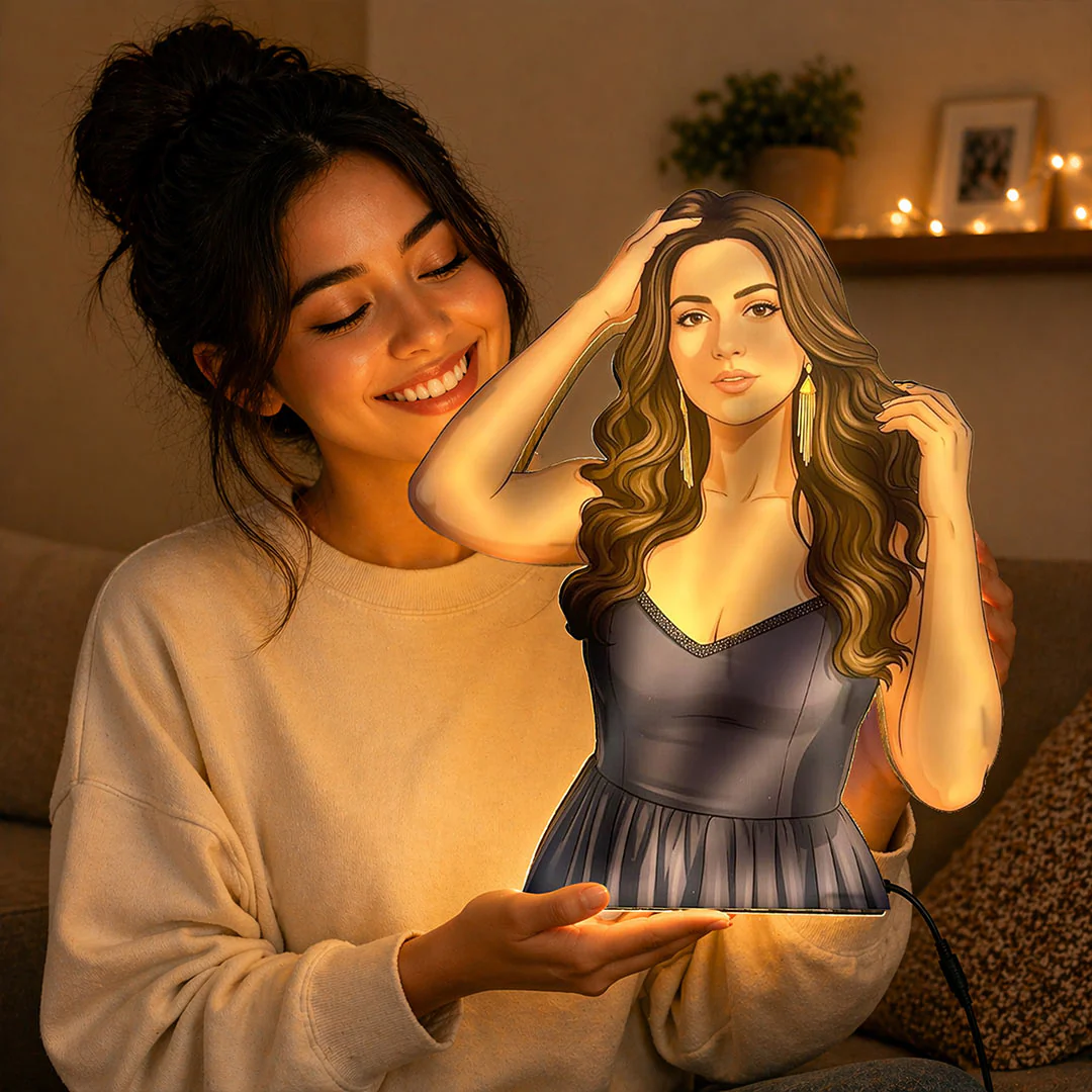 Personalized AI Cartoon Wooden 3D LED Photo Cutout Gift for Her (20x24") - Image 7