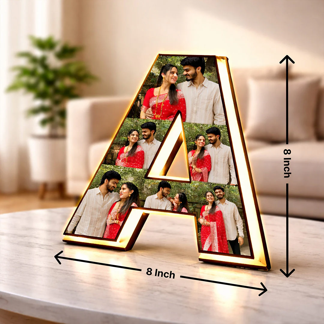 Personalized Alphabet LED Photo Frame (8x8") - Image 2