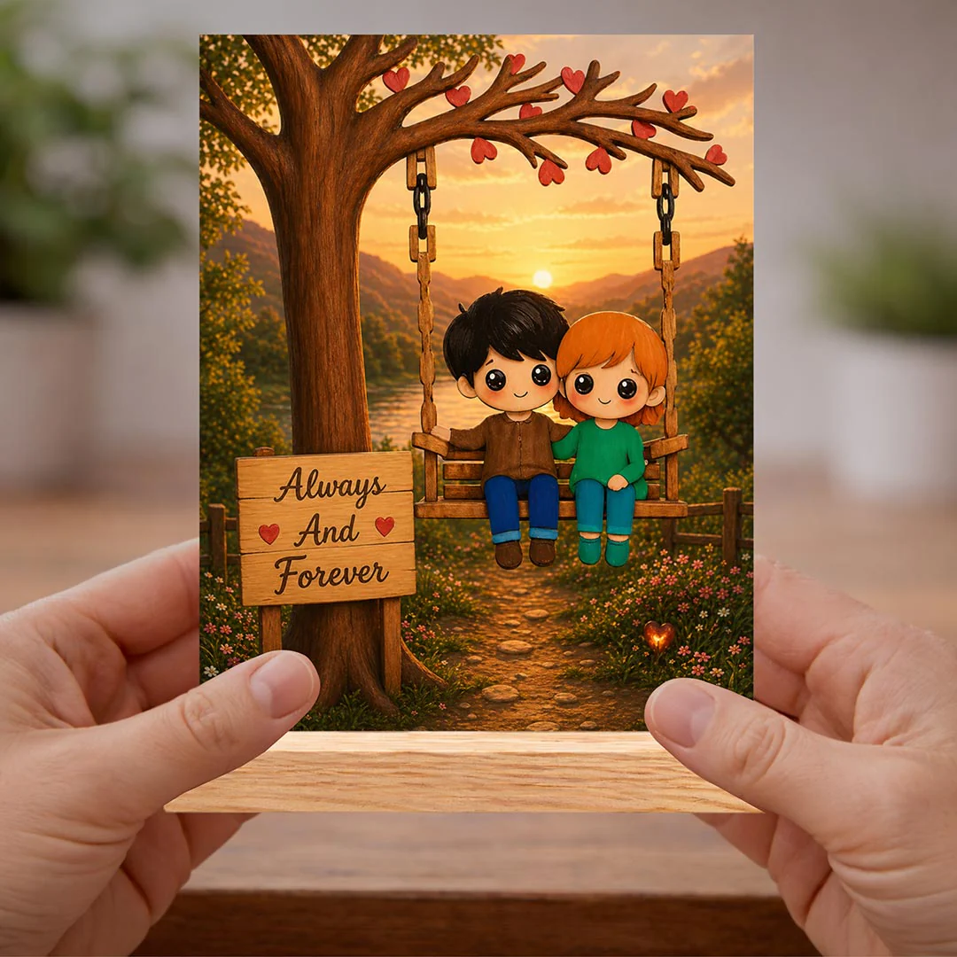 Personalized Always & Forever Table Top |  Romanti Couple Table Stand(6x7") - Image 3