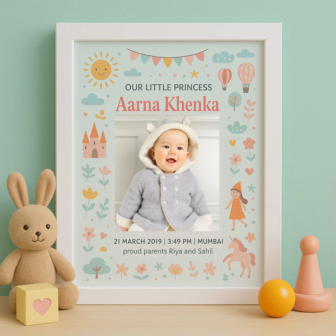 Personalized Baby Birth Frame – Cute Nursery Decor - Image 3