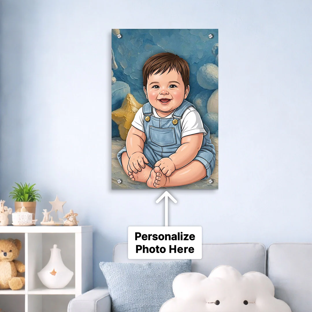 Personalized Baby Cartoon Acrylic Wall Frame (24x36") - Image 2