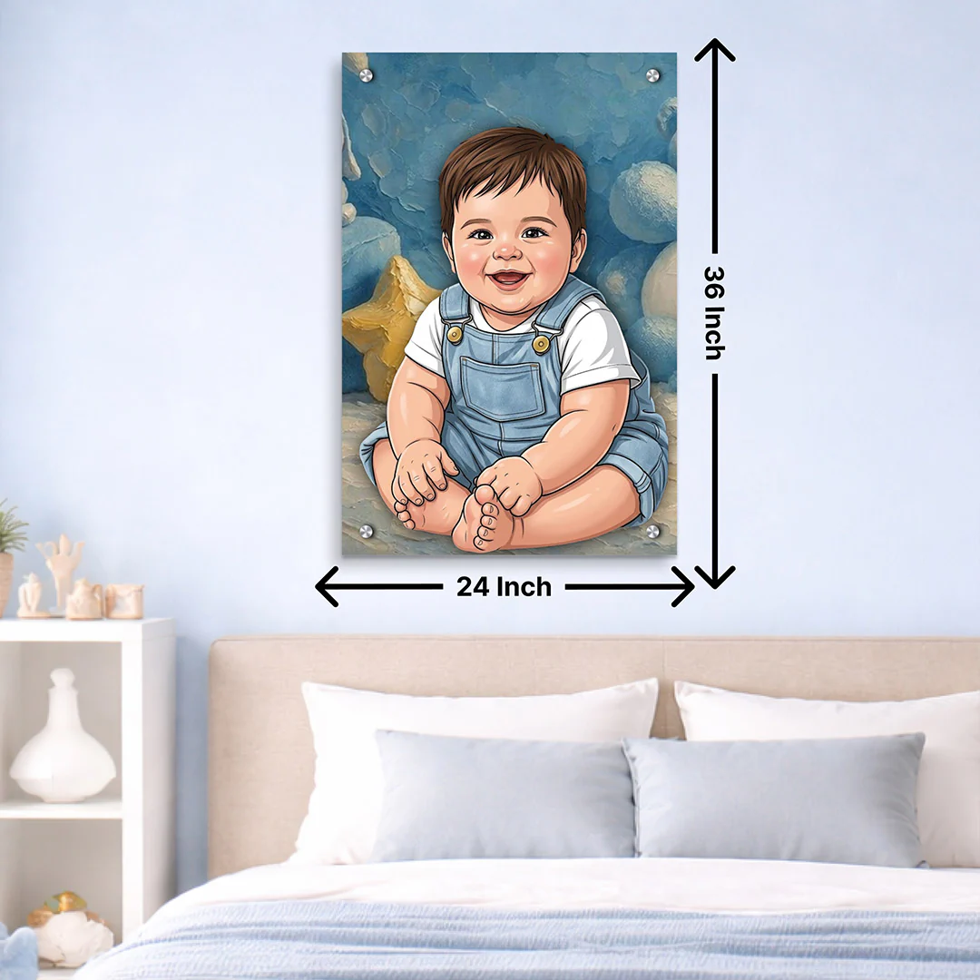 Personalized Baby Cartoon Acrylic Wall Frame (24x36") - Image 3