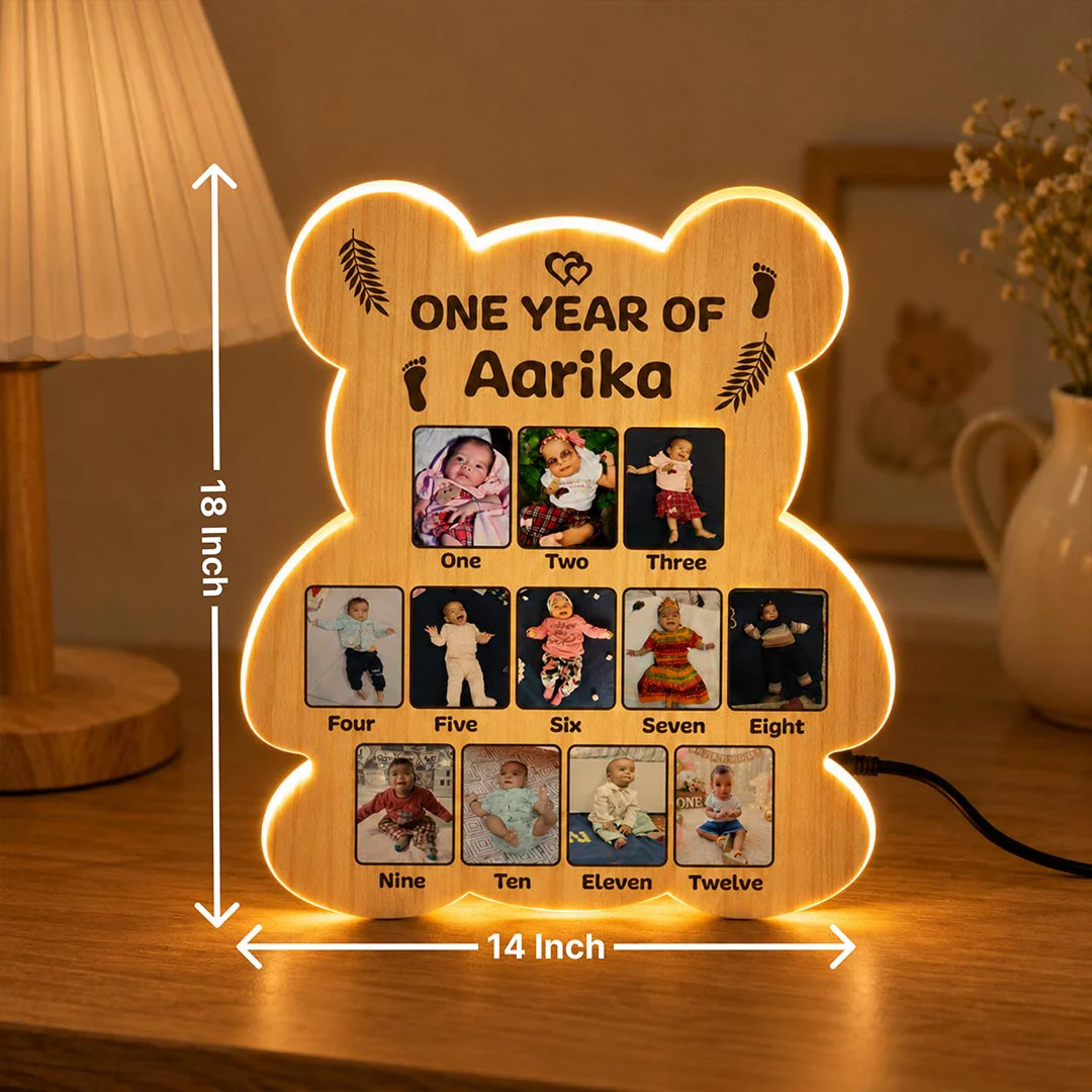Personalized Baby Monthly Memory LED Wooden Photo Frame | 14x18" - Image 3