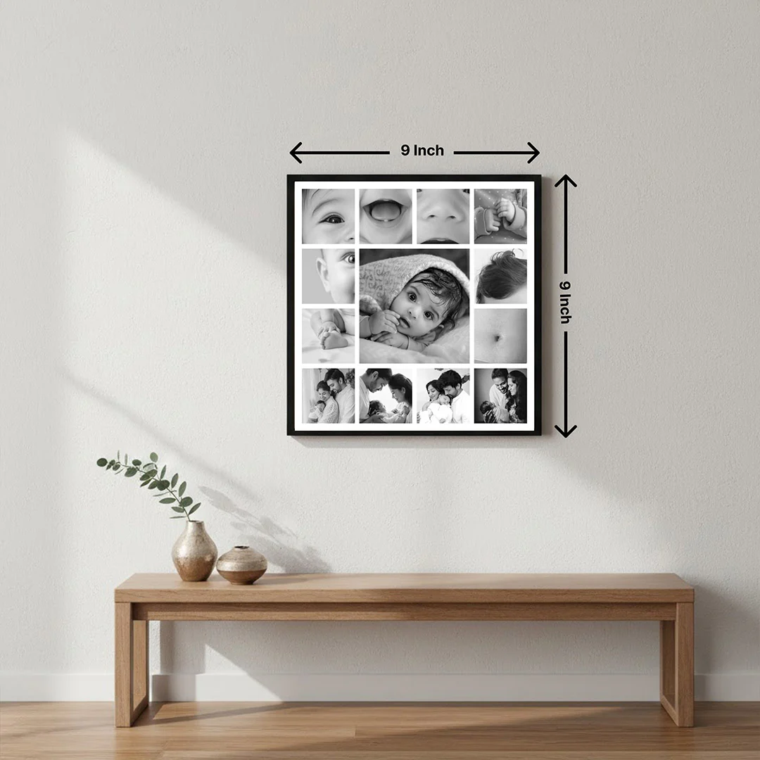 Personalized Baby Photo Collage Wall Frame (9×9”) - Image 2