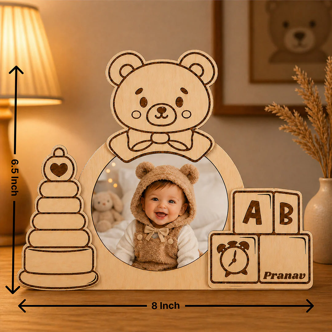 Personalized Baby Wooden Photo Frame | Custom Baby Name Keepsake Gift - 8x6.5" - Image 2