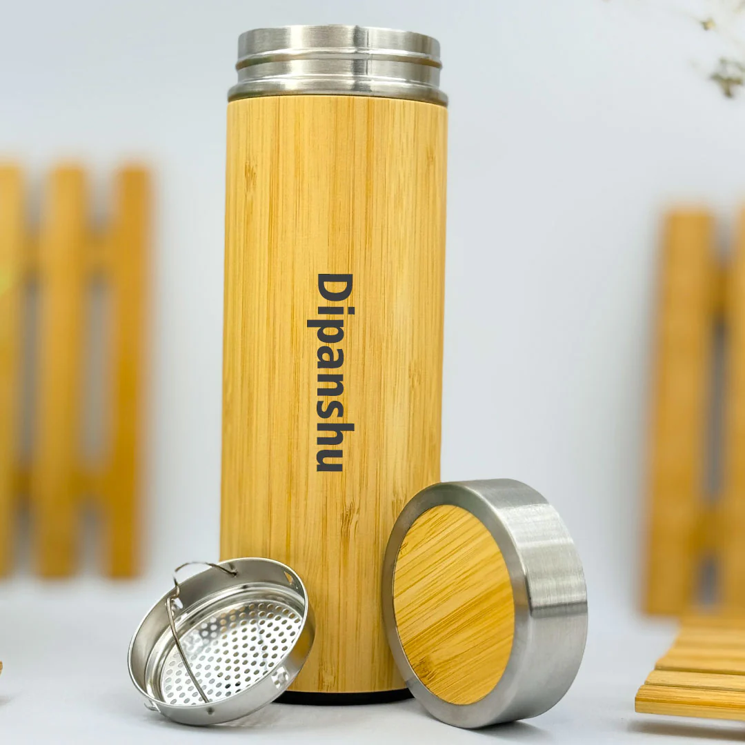 Personalized Bamboo 500 ML Stainless Steel Water Bottle - Image 2