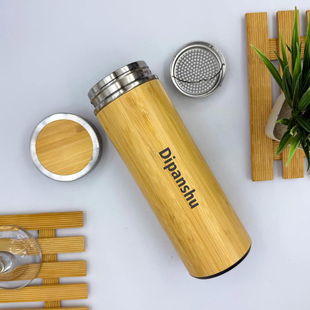 Personalized Bamboo 500 ML Stainless Steel Water Bottle - Image 3