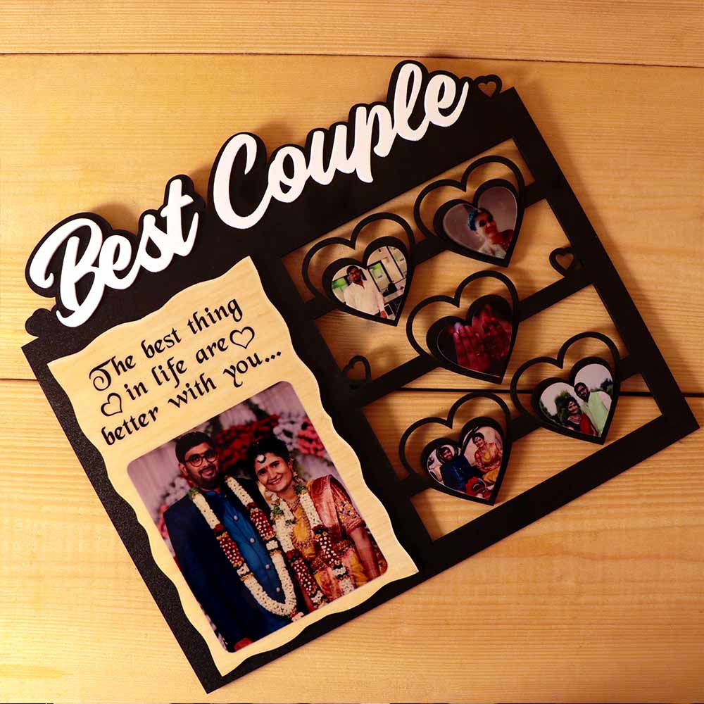 Personalized Best Couple Photo Wooden Table Top - Image 6