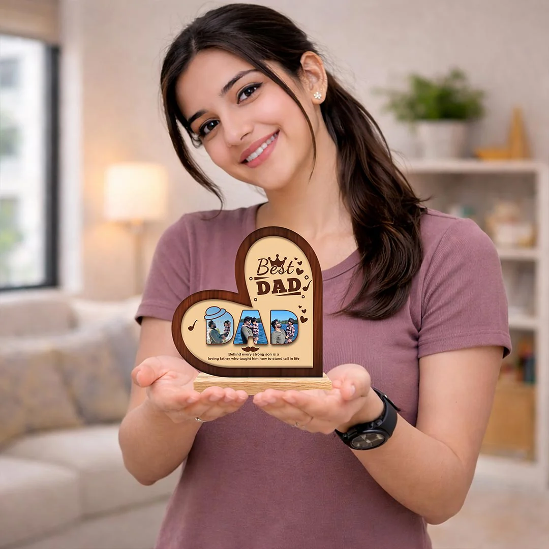 Personalized Best Dad Wooden Table Top Frame | Father’s Day Photo Keepsake Gift for Dad 6x6" - Image 4