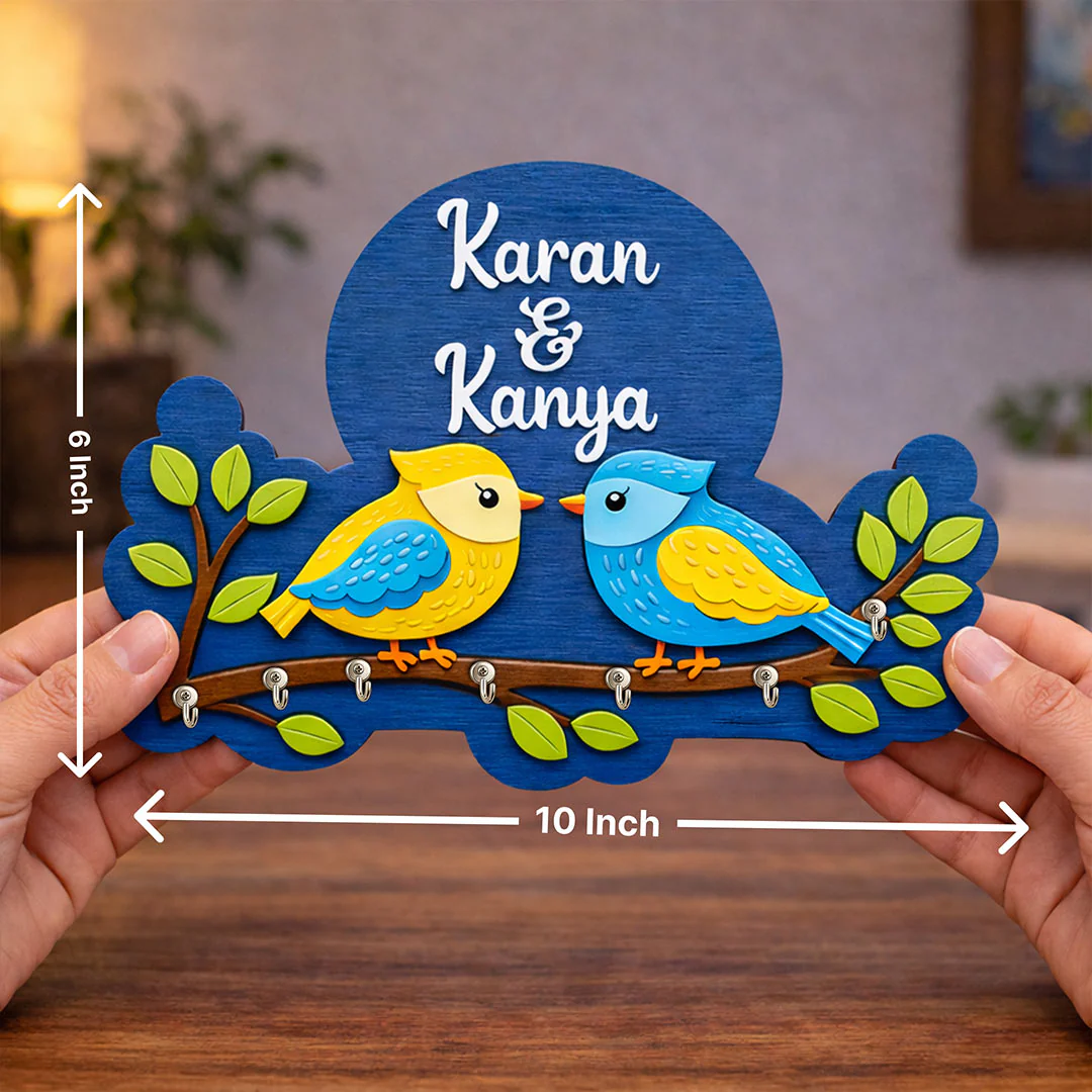 Personalized Birds Wooden Key Holder-10 x6" - Image 3