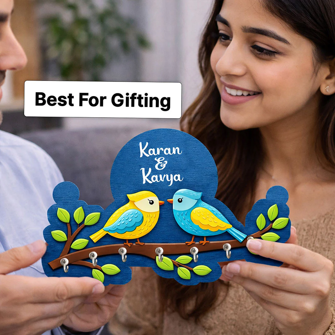 Personalized Birds Wooden Key Holder-10 x6" - Image 4