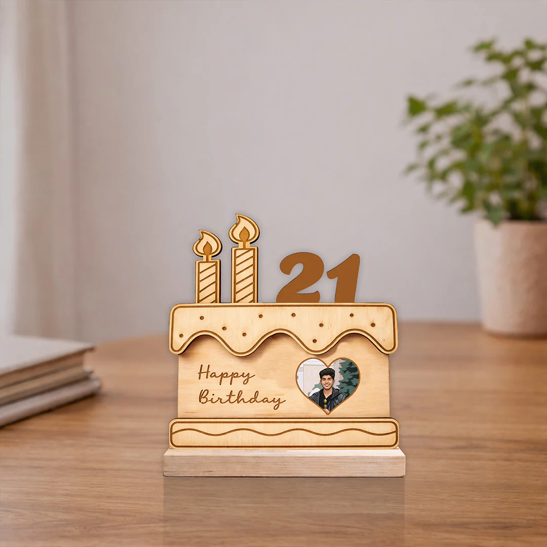 Personalized Birthday Cake Wooden Cutout Stand (6x6")