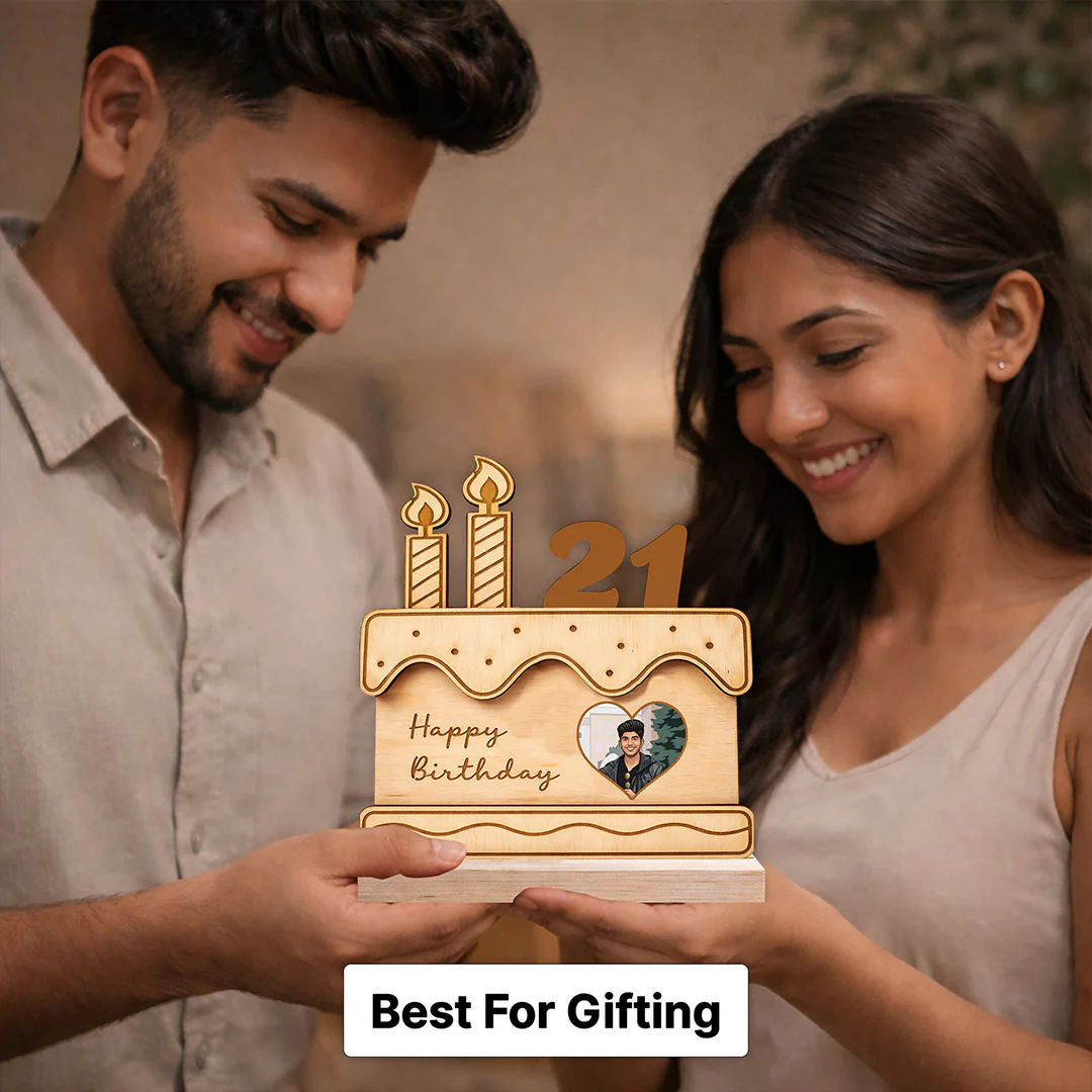 Personalized Birthday Cake Wooden Cutout Stand (6x6") - Image 5