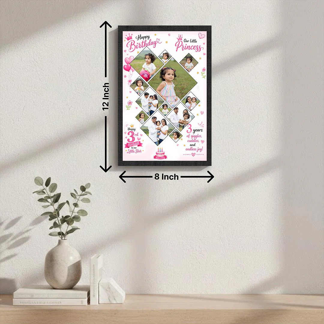 Personalized Birthday Photo Collage Frame | Custom Kids Memory Gift with Photos, Name & Birthday Theme for Baby Girls & Children - Image 3