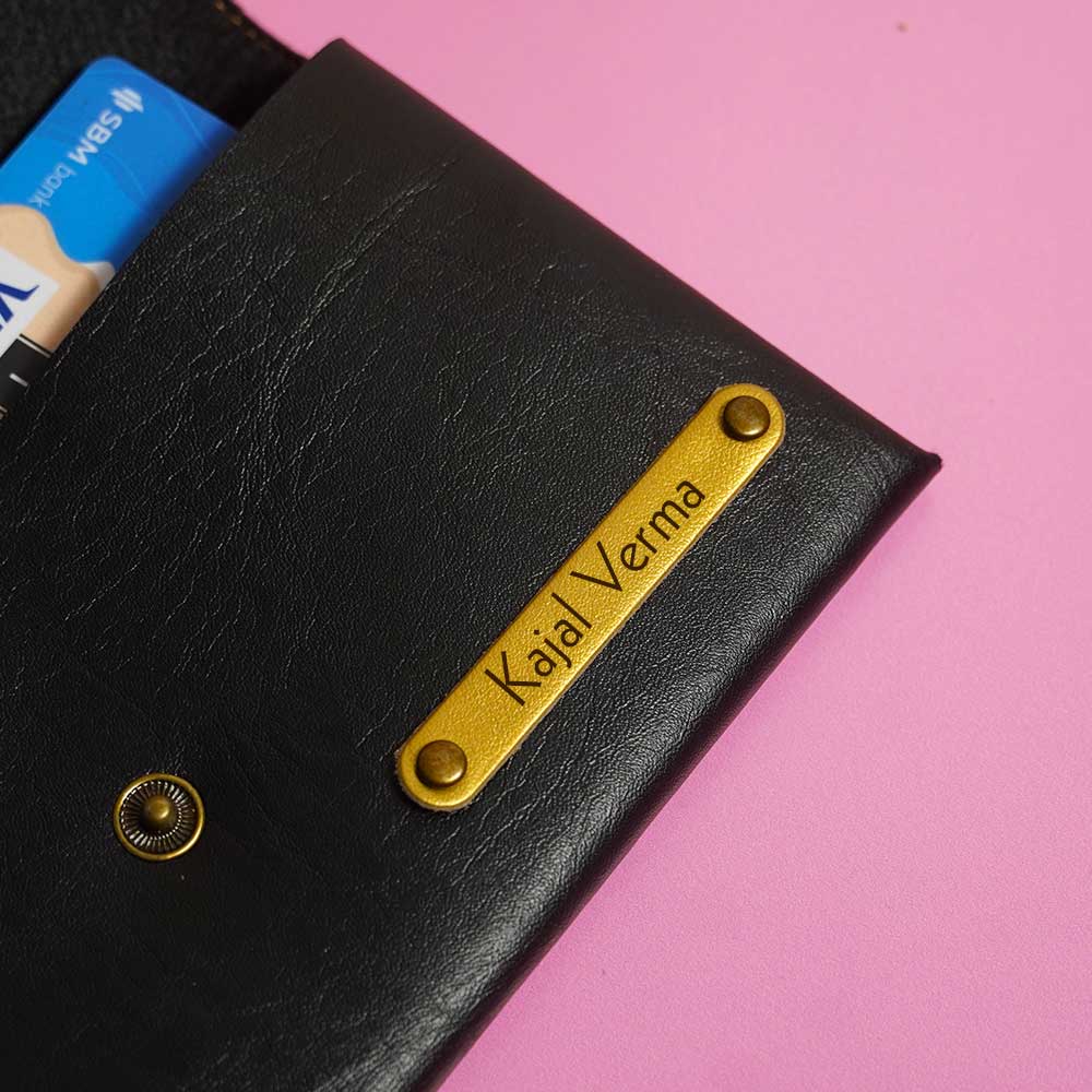 Personalized Ladies Clutch With Charm - Black - Image 3
