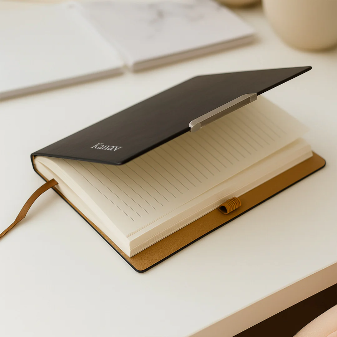 Personalized Black Faux Leather Notebook - Image 6