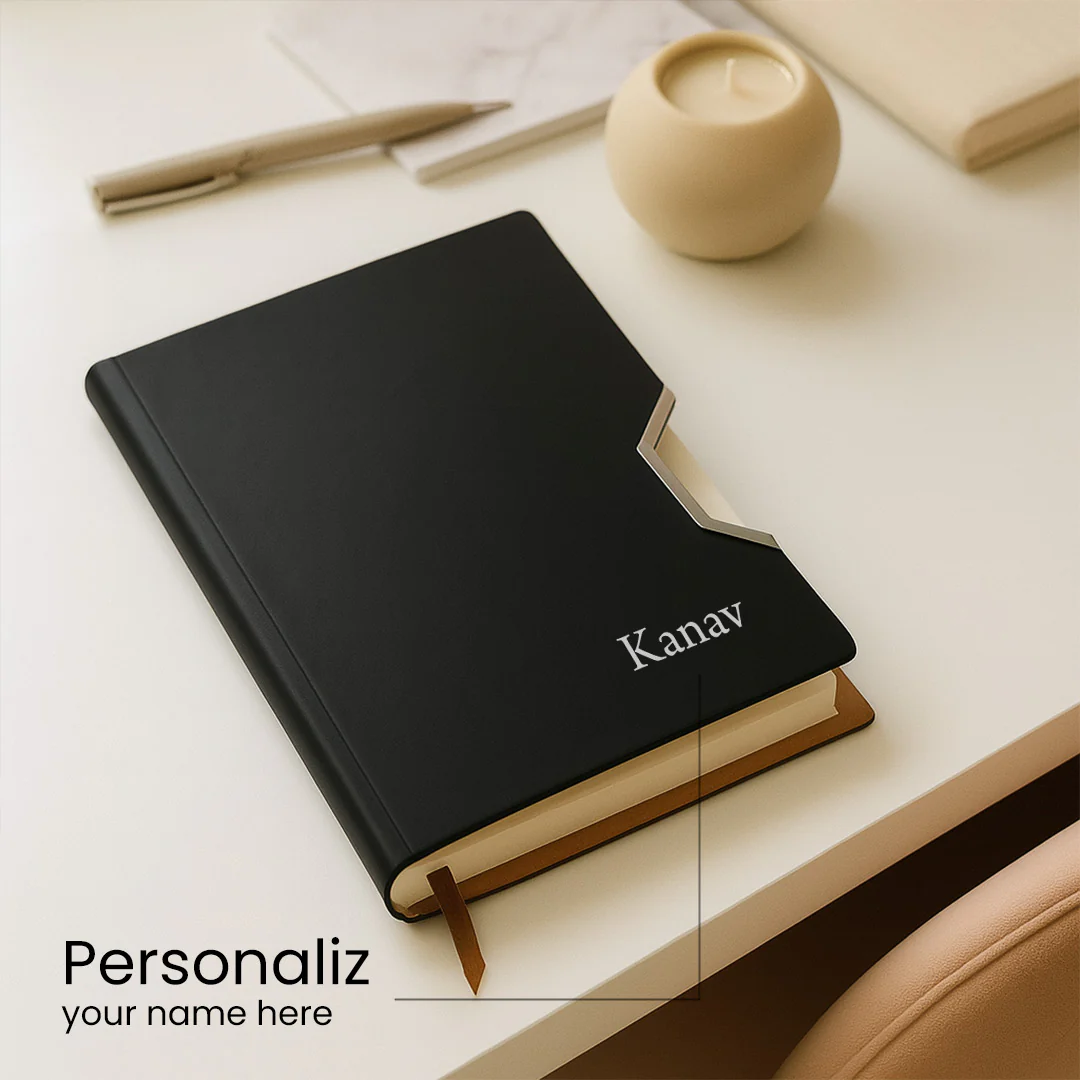 Personalized Black Faux Leather Notebook - Image 7