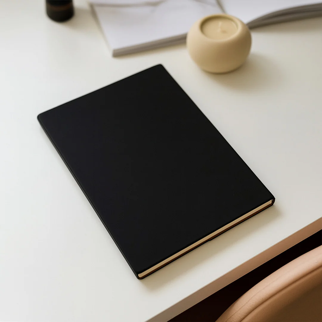 Personalized Black Faux Leather Notebook - Image 9