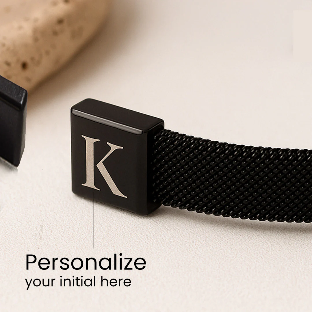 Personalized Black Initial Bracelet for Men - Image 2