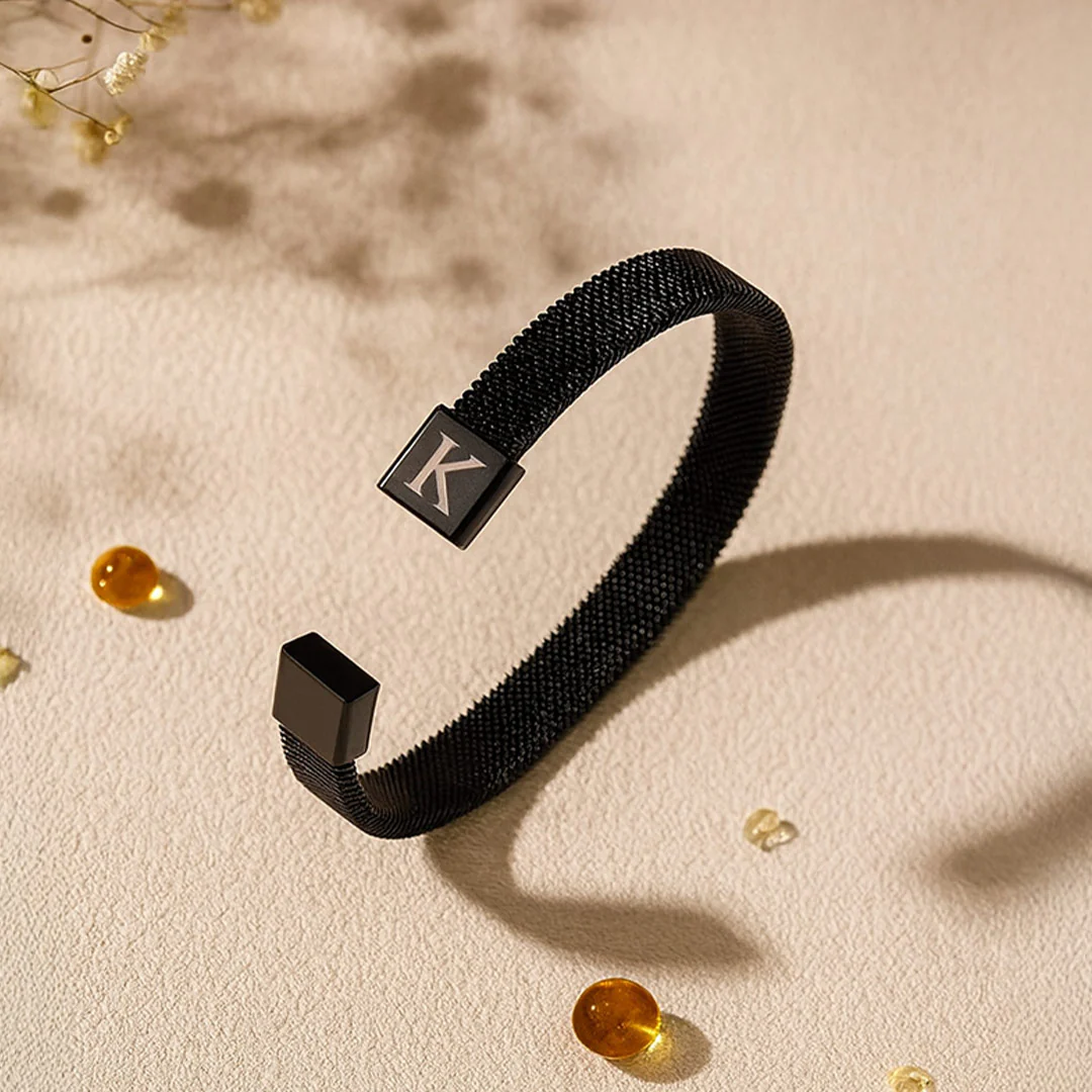 Personalized Black Initial Bracelet for Men - Image 4