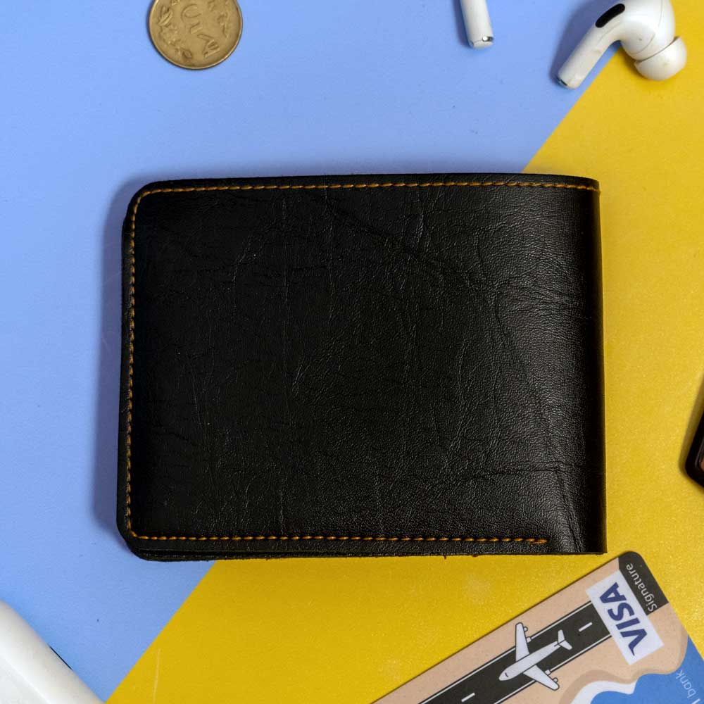 Premium Color Leather Wallet - Black - Image 5