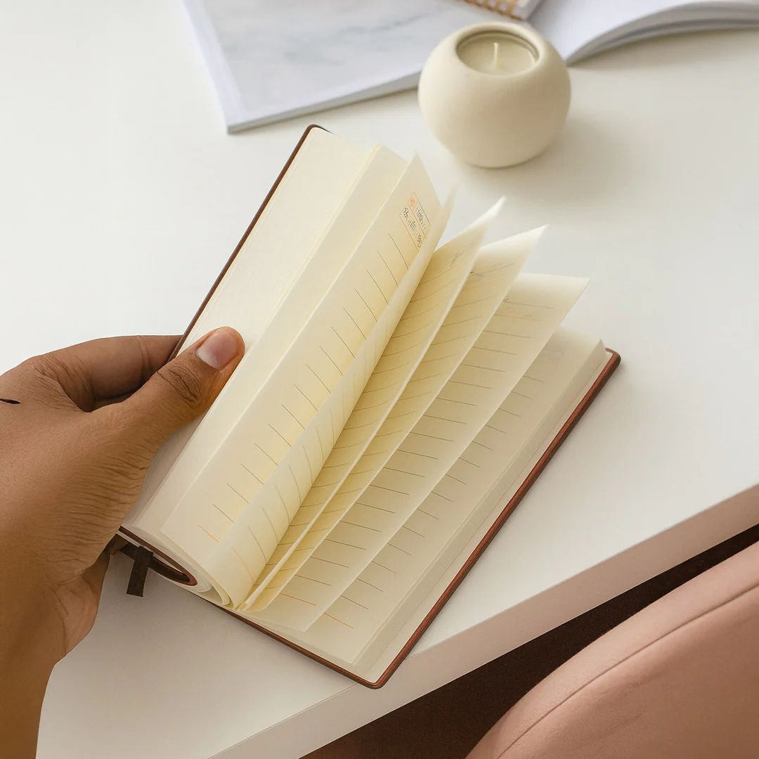 Personalized Black Pen & Brown-Tan Notebook Combo - Image 5