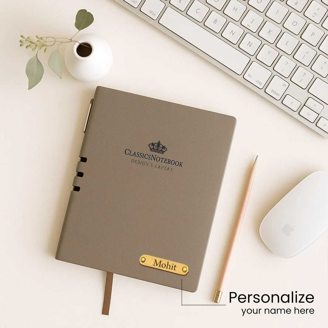 Personalized Black Pen & Grey Notebook Combo - Image 2