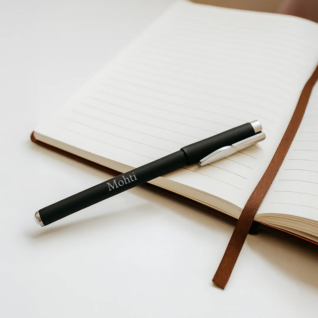 Personalized Black Pen & Grey Notebook Combo - Image 3
