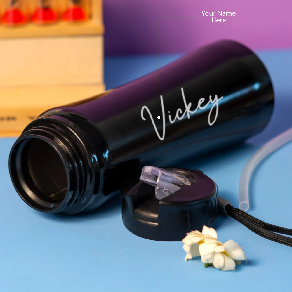 Customized Black Stainless Sipper Water Bottle - Image 3