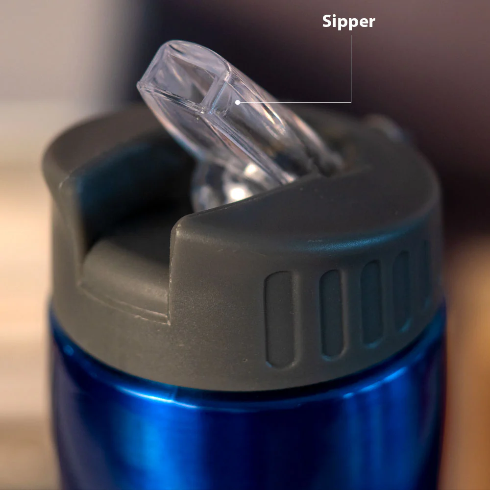 Customized Blue Stainless Sipper Water Bottle - Image 3