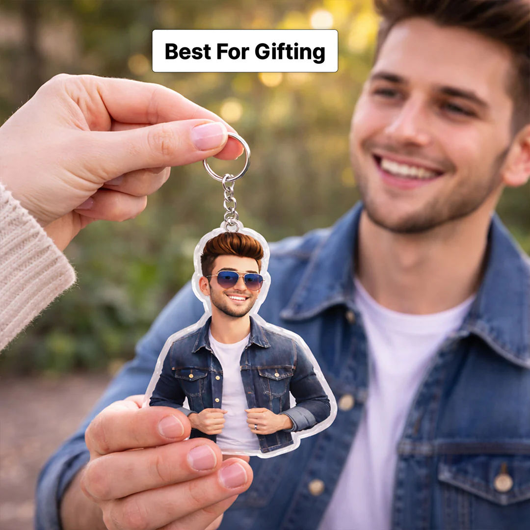 Personalized Boy Cartoon Acrylic Keychain -2x2.5" - Image 4