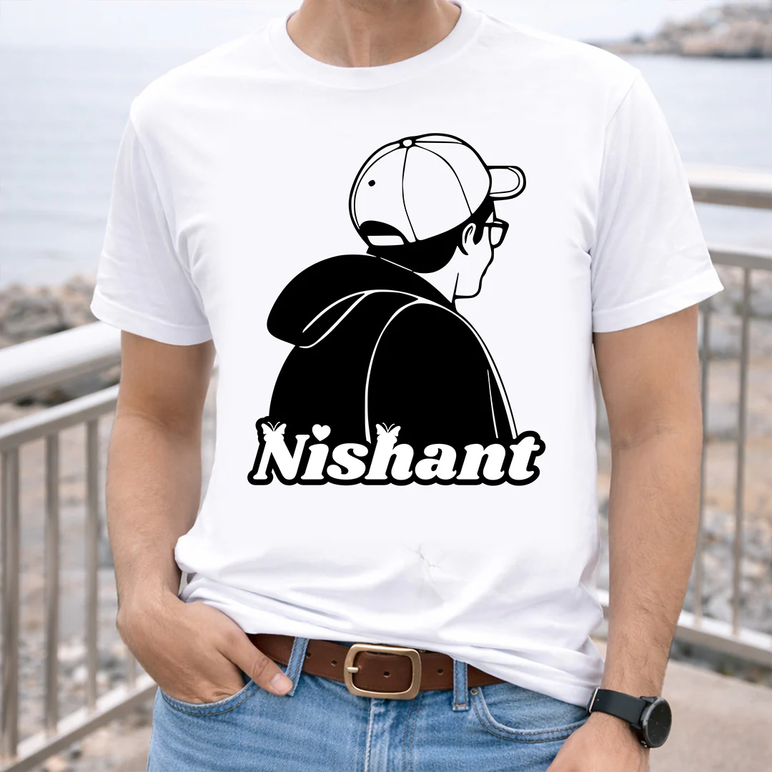 Personalized Boy Silhouette Print White T-Shirt - Image 3