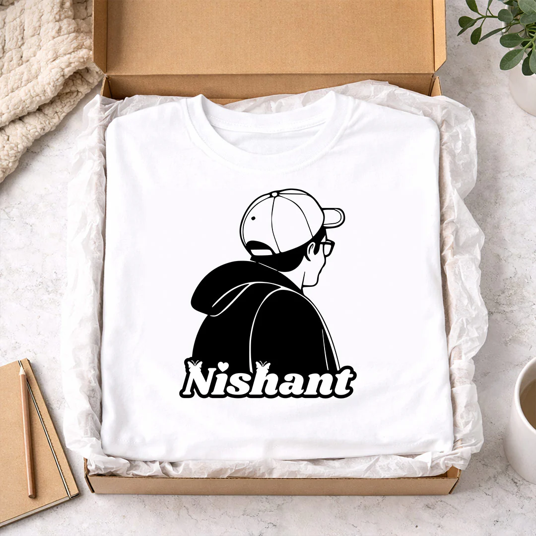 Personalized Boy Silhouette Print White T-Shirt - Image 4
