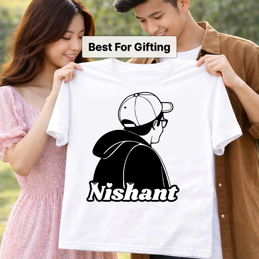 Personalized Boy Silhouette Print White T-Shirt - Image 5