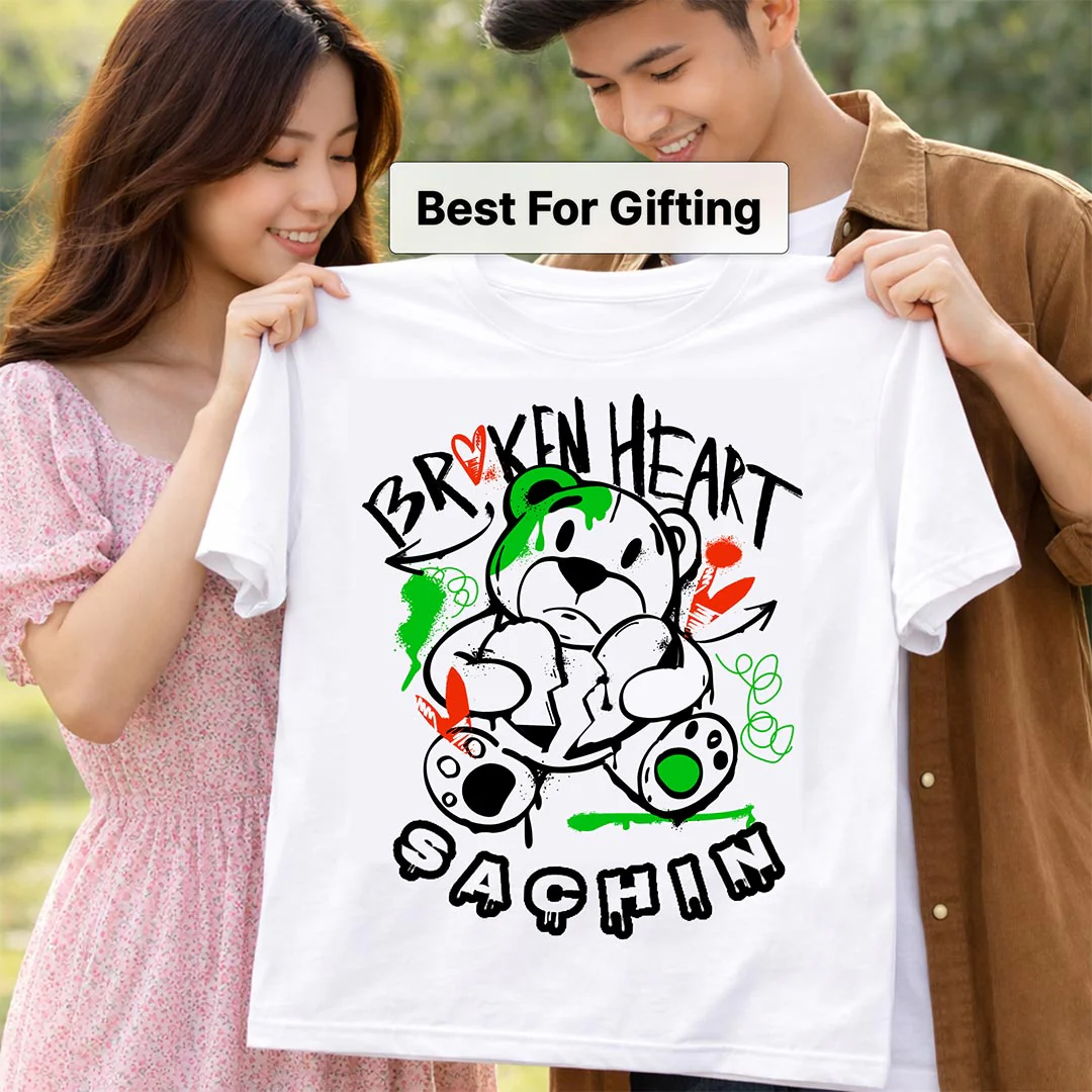 Personalized Broken Heart Teddy Kids T-Shirt - Image 3