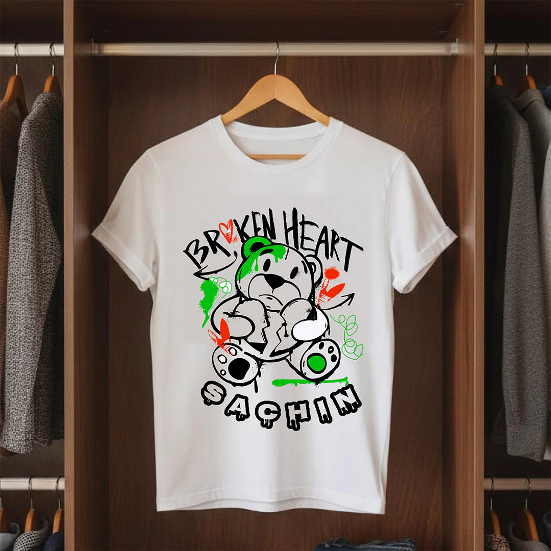Personalized Broken Heart Teddy Kids T-Shirt - Image 5