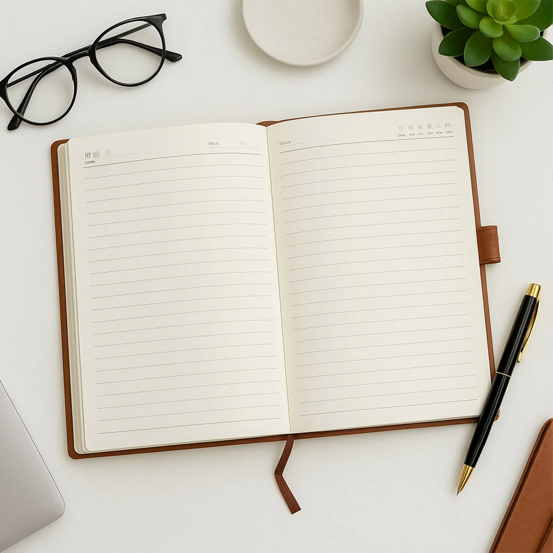 Personalized Brown Leather A5 Notebook - Image 3
