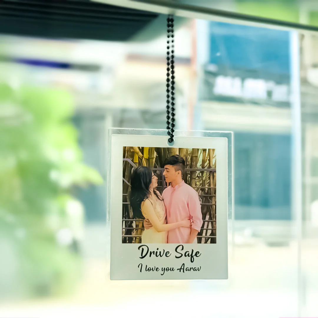 Personalized Car Hanger with Photo & Text – 3x2.5 inch Acrylic Tag - Image 3