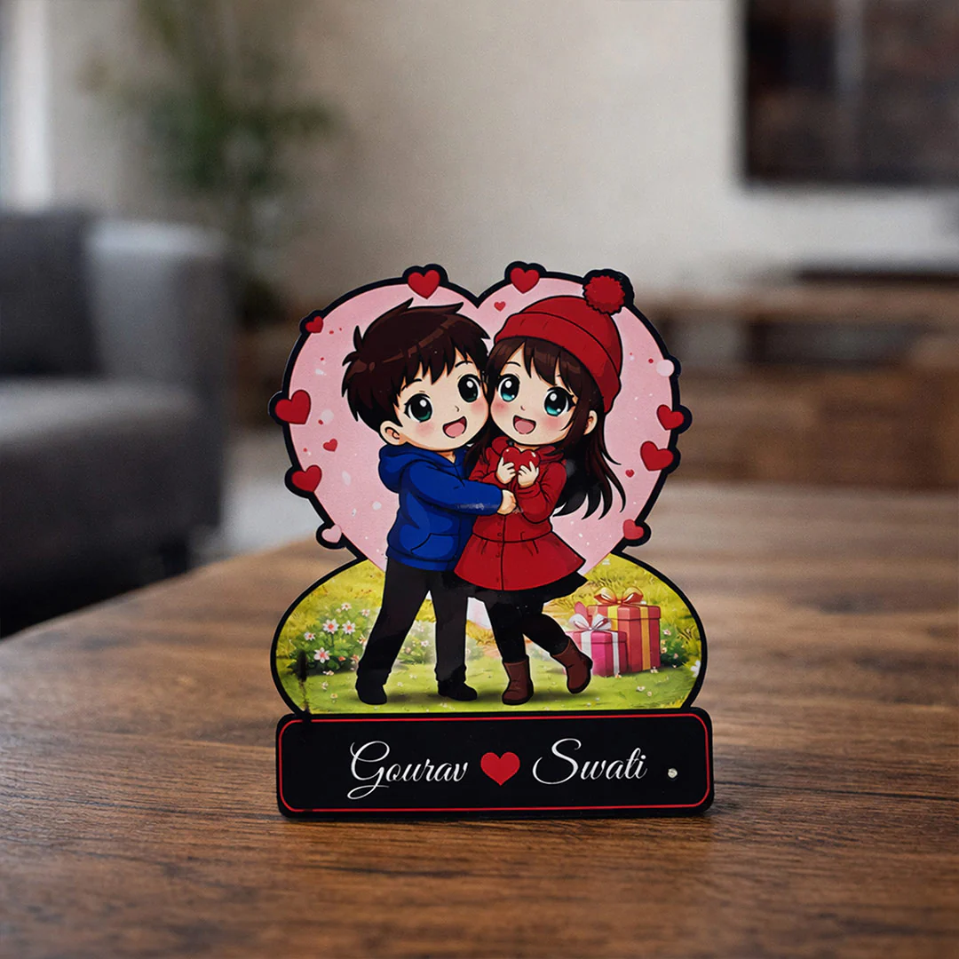 Personalized Cartoon Couple Acrylic Lamp-5×8"