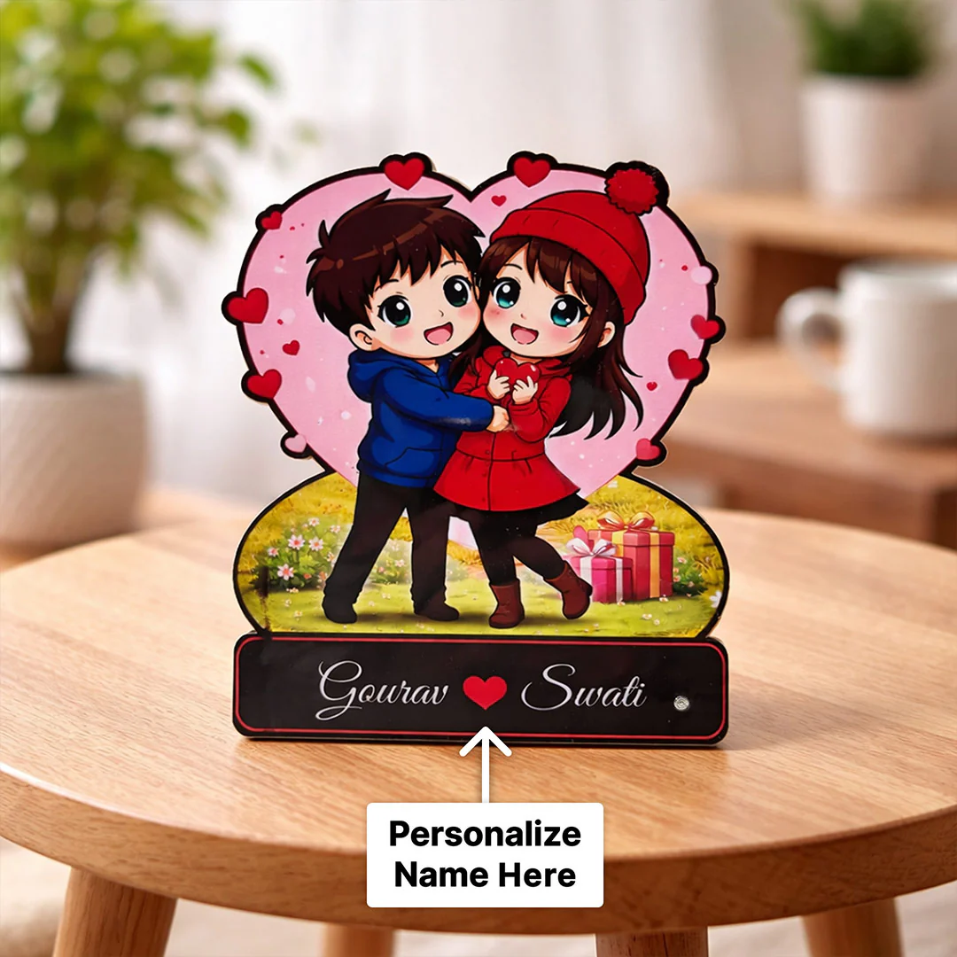 Personalized Cartoon Couple Acrylic Lamp-5×8" - Image 2