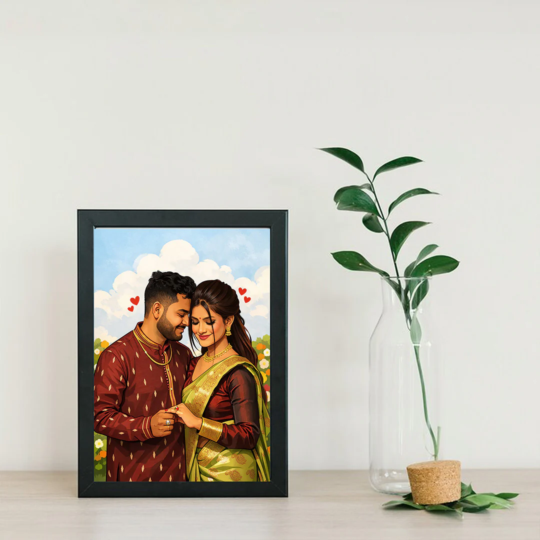 Personalized Cartoon Couple Portrait Photo Frame (6×8”) - Image 4